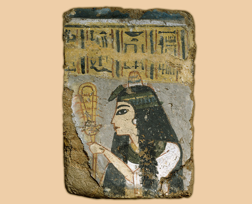 Egyptian Wall Painting Woman Holding a Sistrum