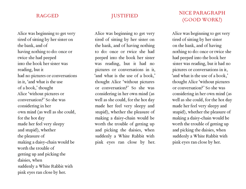 Comparison of ragged and justified paragraphs